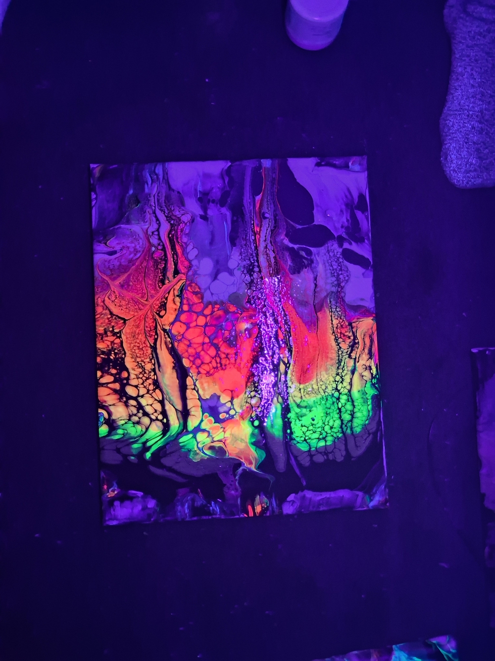 Abstract Neon Fluid Art Canvas - Black Background, Multicolor